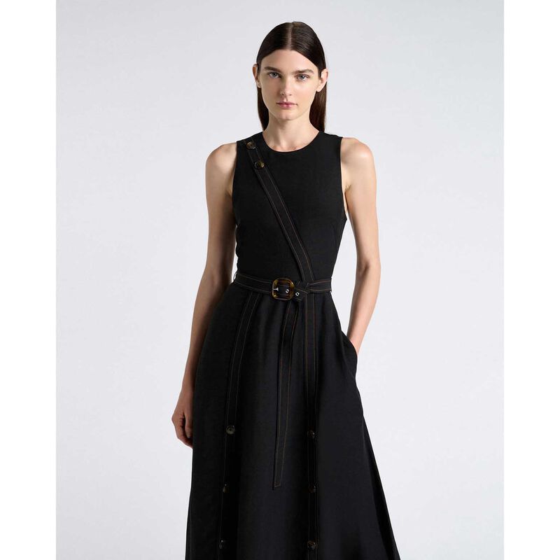 Cue Viscose Blend Topstitched Midi Dress image number 3